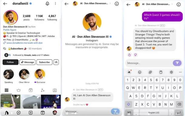 Imagen de la interfaz de un influencers utilizando Creator AI