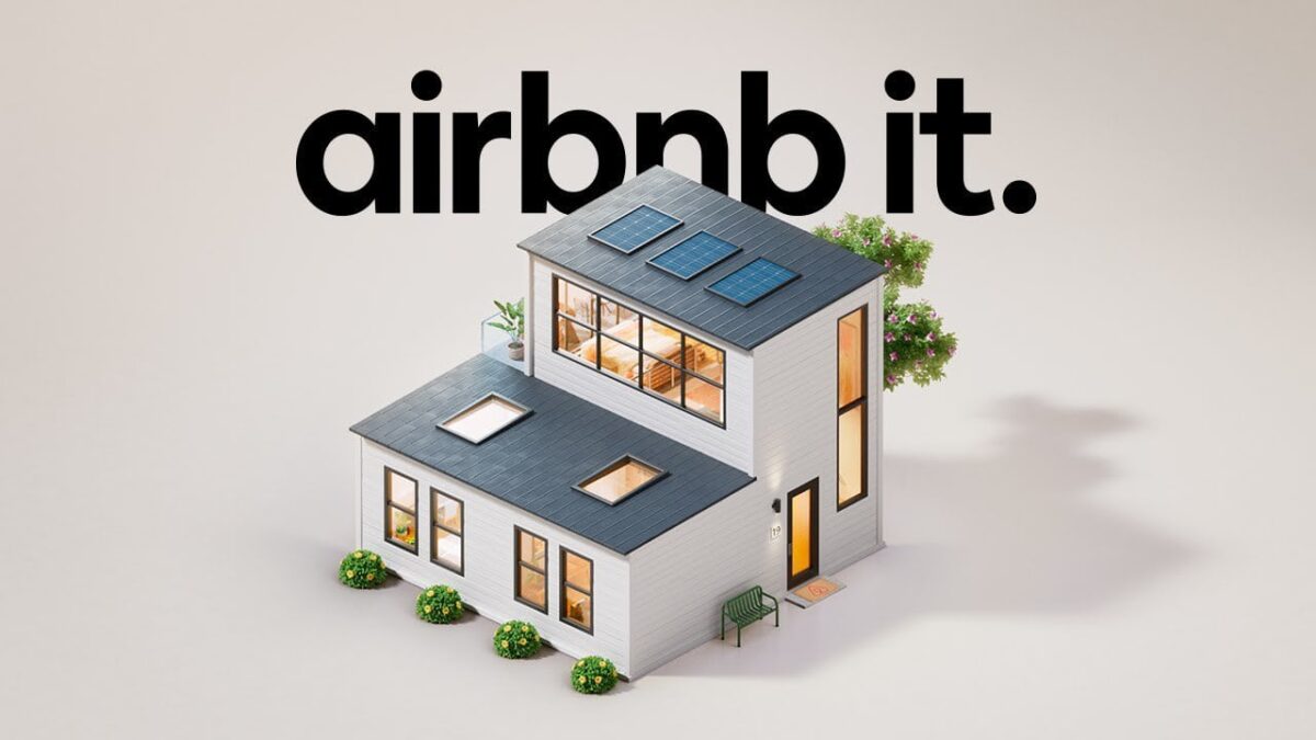 Imagen publicitaria de Airbnb con el eslogan "Airbnb it"