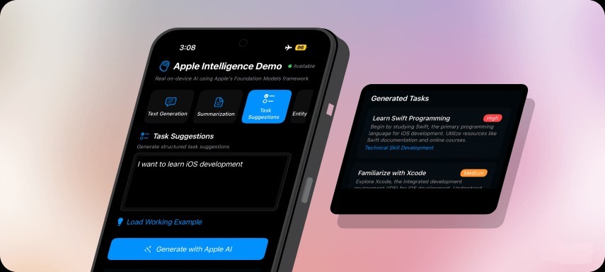 Imagen del artículo sobre Desarrollo de apps con Apple Intelligence en iOS 26: guía completa para IA on-device con foundation models